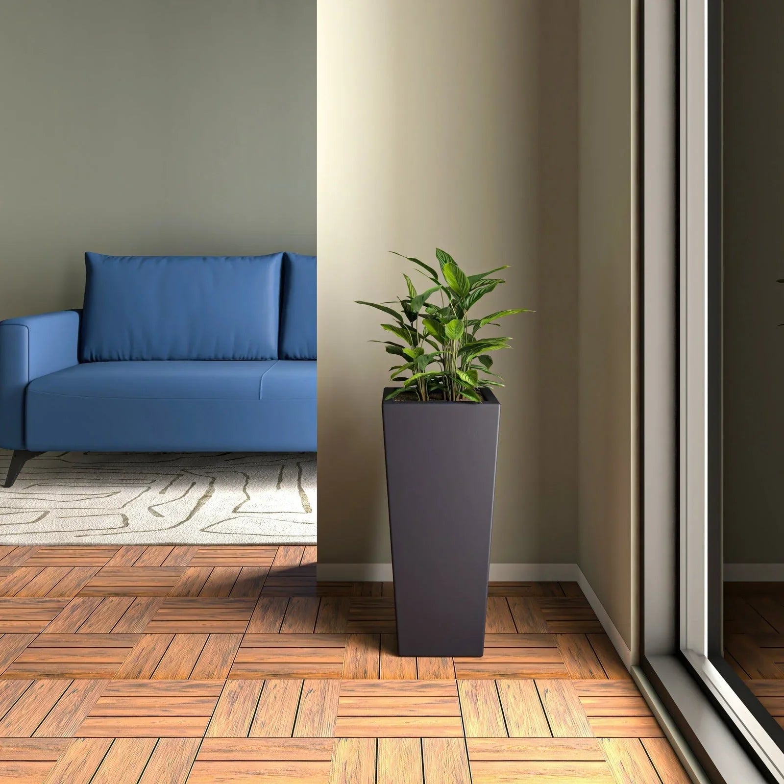 Orna Fiberstone and MgO Clay Weather-Resistant Tapered Square Planter for Home and Garden - Elax Furniture