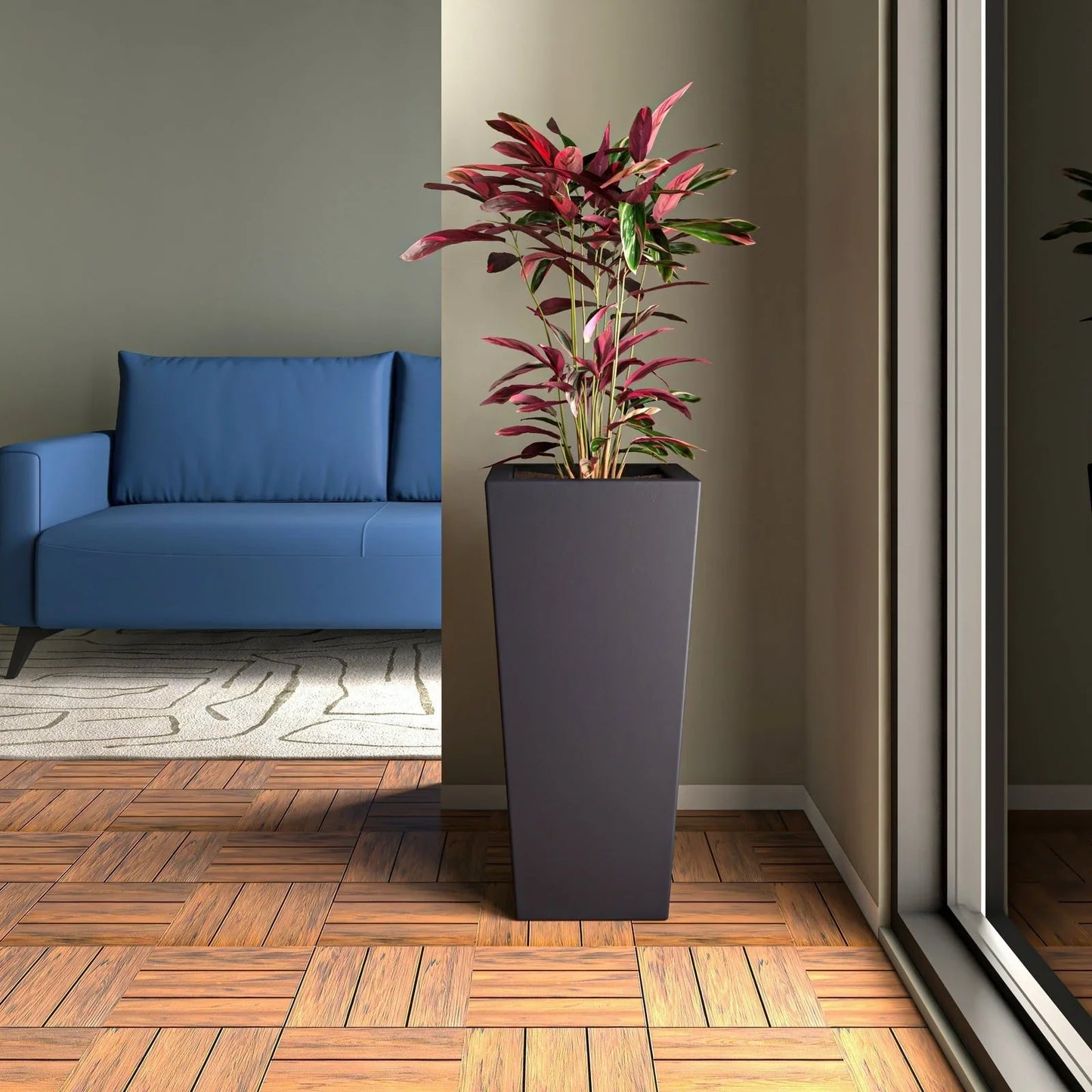 Orna Fiberstone and MgO Clay Weather-Resistant Tapered Square Planter for Home and Garden - Elax Furniture