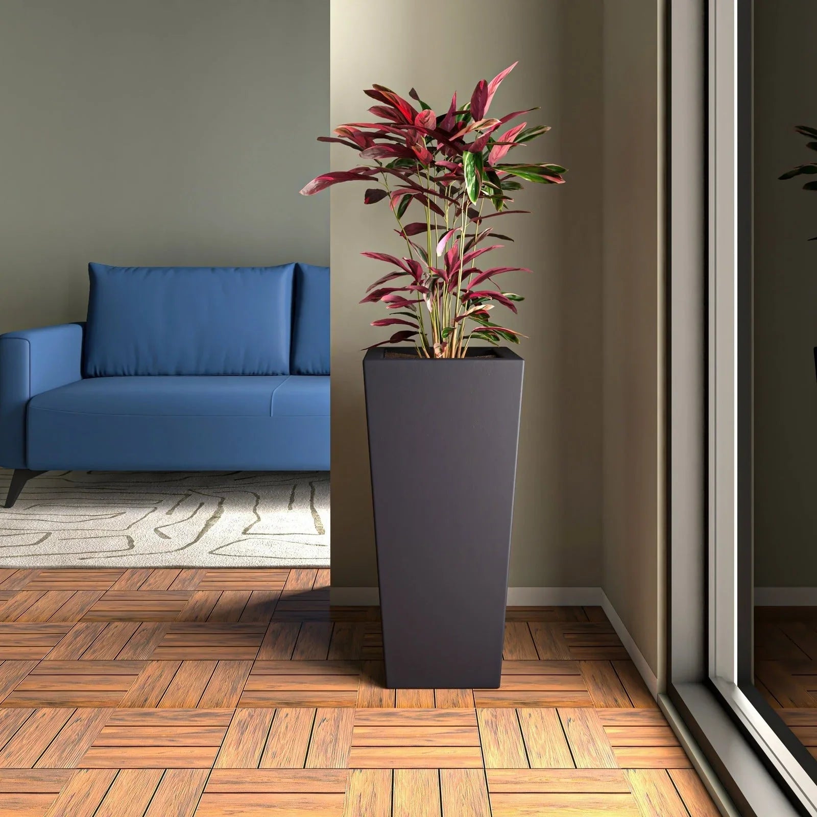 Orna Fiberstone and MgO Clay Weather-Resistant Tapered Square Planter for Home and Garden - Elax Furniture