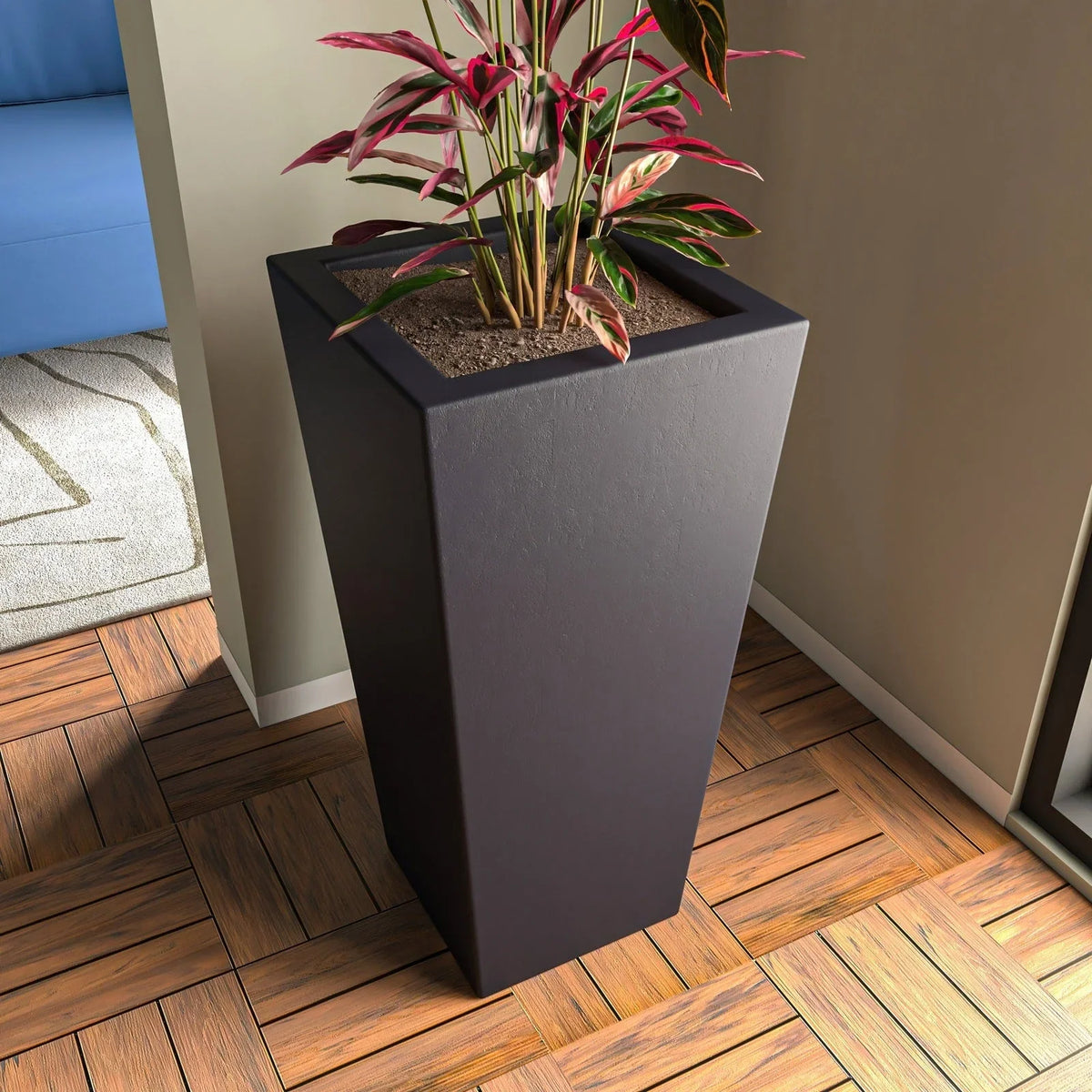 Orna Fiberstone and MgO Clay Weather-Resistant Tapered Square Planter for Home and Garden - Elax Furniture