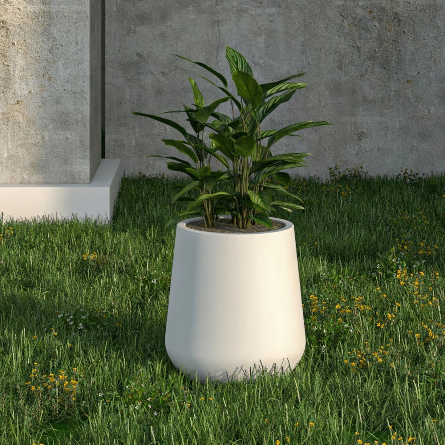 Orchid Modern Tapered Round Planter Pot in Fiberstone and Clay Weather Resistant Design - Elax Furniture