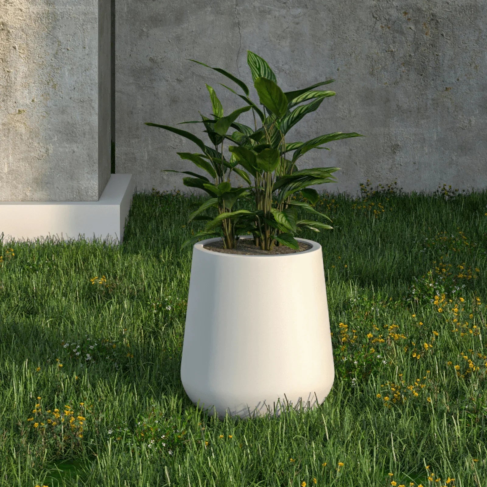 Orchid Modern Tapered Round Planter Pot in Fiberstone and Clay Weather Resistant Design - Elax Furniture