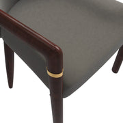 Opaline Dining Chair in Velvet or Leather Upholstery with Rubberwood Frame with Gold Accents Khaki Leather Dining Chair Leisuremod