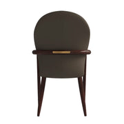 Opaline Dining Chair in Velvet or Leather Upholstery with Rubberwood Frame with Gold Accents Khaki Leather Dining Chair Leisuremod