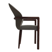 Opaline Dining Chair in Velvet or Leather Upholstery with Rubberwood Frame with Gold Accents Khaki Leather Dining Chair Leisuremod
