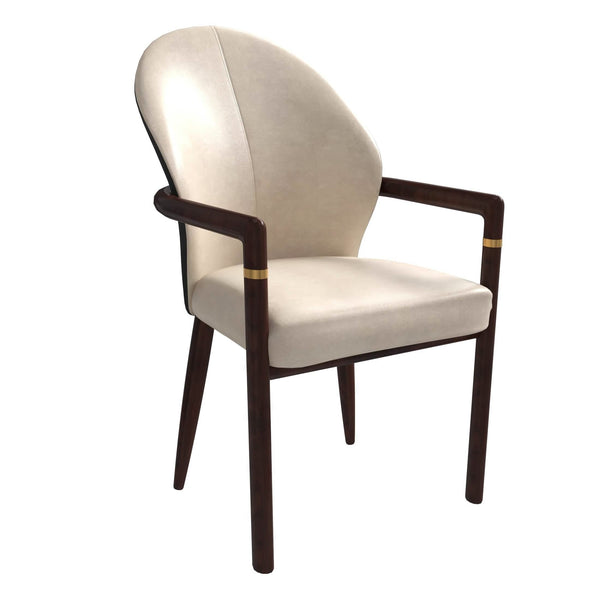 Opaline Dining Chair in Velvet or Leather Upholstery with Rubberwood Frame with Gold Accents Taupe Velvet Dining Chair Leisuremod
