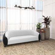 Opula 3-Seater Leather Sofa with Stainless Steel Legs Black White Sofa Leisuremod
