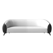 Opula 3-Seater Leather Sofa with Stainless Steel Legs Black White Sofa Leisuremod