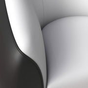 Opula Single-Seater Leather Sofa Accent Armchair with Stainless Steel Legs Black White Sofa Leisuremod