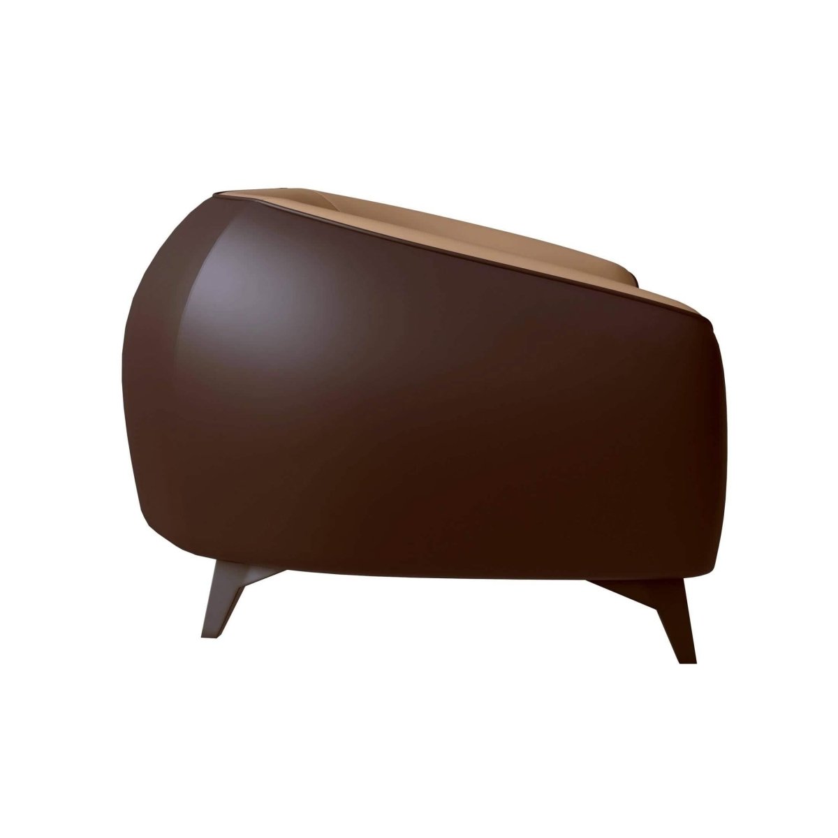 Opula Single-Seater Leather Sofa Accent Armchair with Stainless Steel Legs Brown Sofa Leisuremod