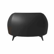Opula Single-Seater Leather Sofa Accent Armchair with Stainless Steel Legs Black White Sofa Leisuremod