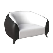 Opula Single-Seater Leather Sofa Accent Armchair with Stainless Steel Legs Black White Sofa Leisuremod