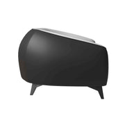 Opula Single-Seater Leather Sofa Accent Armchair with Stainless Steel Legs Black White Sofa Leisuremod
