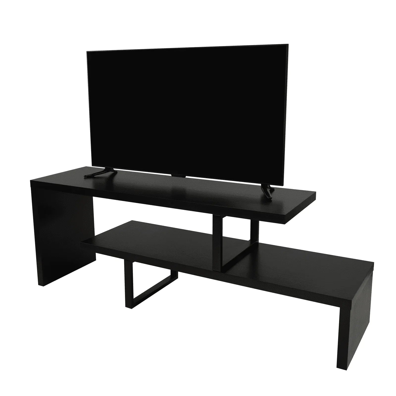 Orford Mid-Century Modern TV Stand with MDF Shelves and Powder Coated Iron Legs for Living Room - Elax Furniture