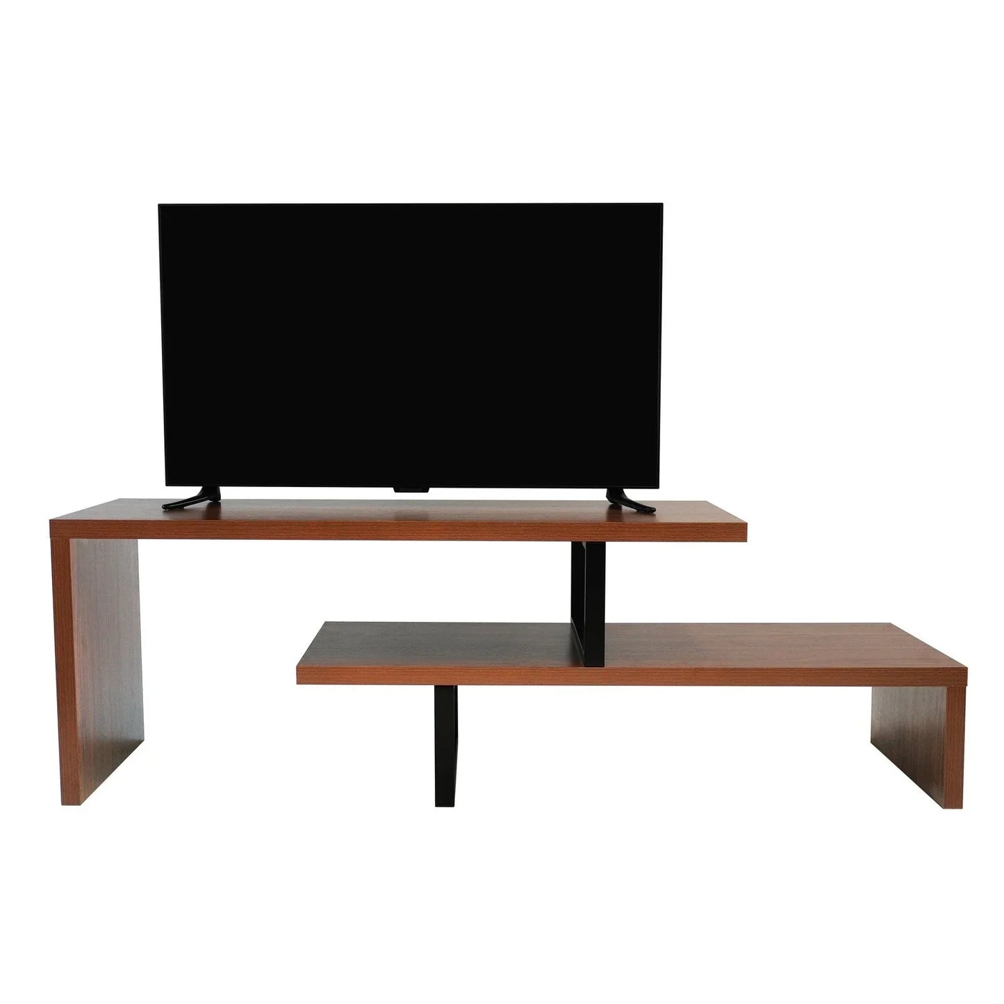 Orford Mid-Century Modern TV Stand with MDF Shelves and Powder Coated Iron Legs for Living Room - Elax Furniture
