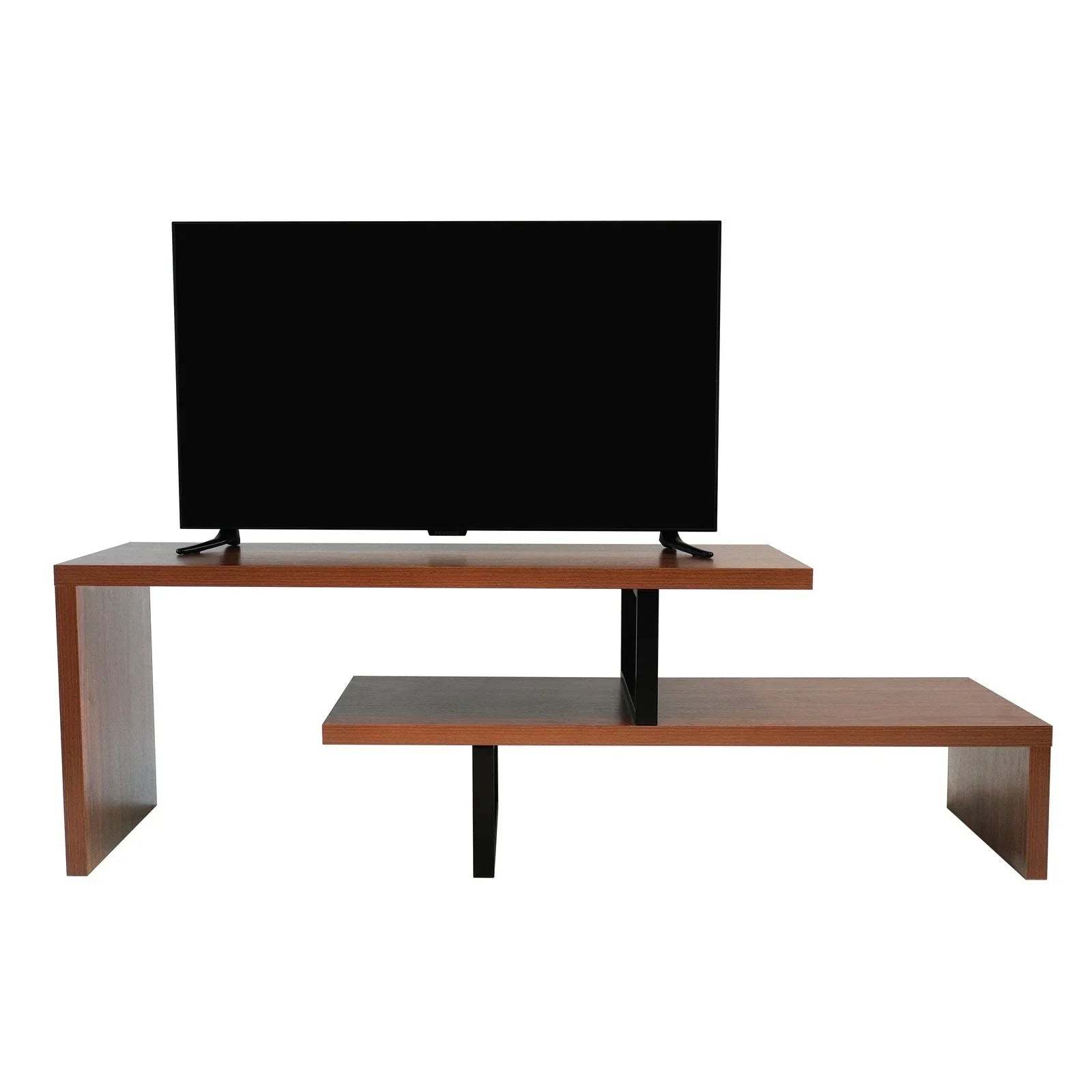 Orford Mid-Century Modern TV Stand with MDF Shelves and Powder Coated Iron Legs for Living Room - Elax Furniture