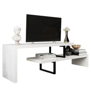 Orford Mid-Century Modern TV Stand with MDF Shelves and Powder Coated Iron Legs for Living Room - Elax Furniture