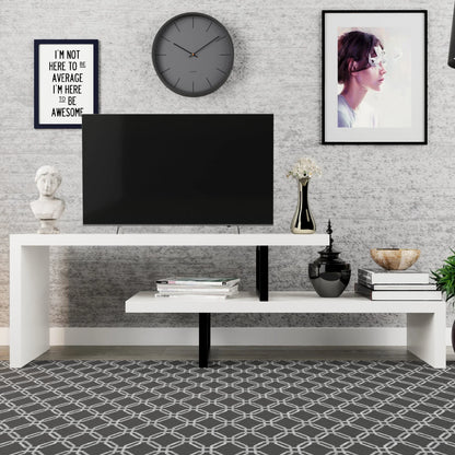 Orford Mid-Century Modern TV Stand with MDF Shelves and Powder Coated Iron Legs for Living Room - Elax Furniture