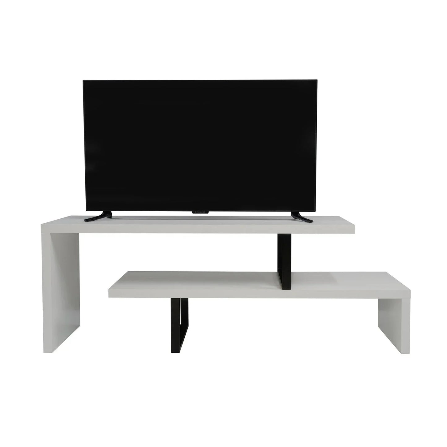 Orford Mid-Century Modern TV Stand with MDF Shelves and Powder Coated Iron Legs for Living Room - Elax Furniture