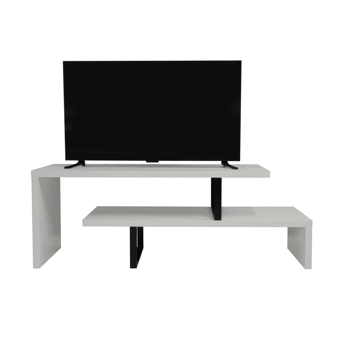 Orford Mid-Century Modern TV Stand with MDF Shelves and Powder Coated Iron Legs for Living Room - Elax Furniture
