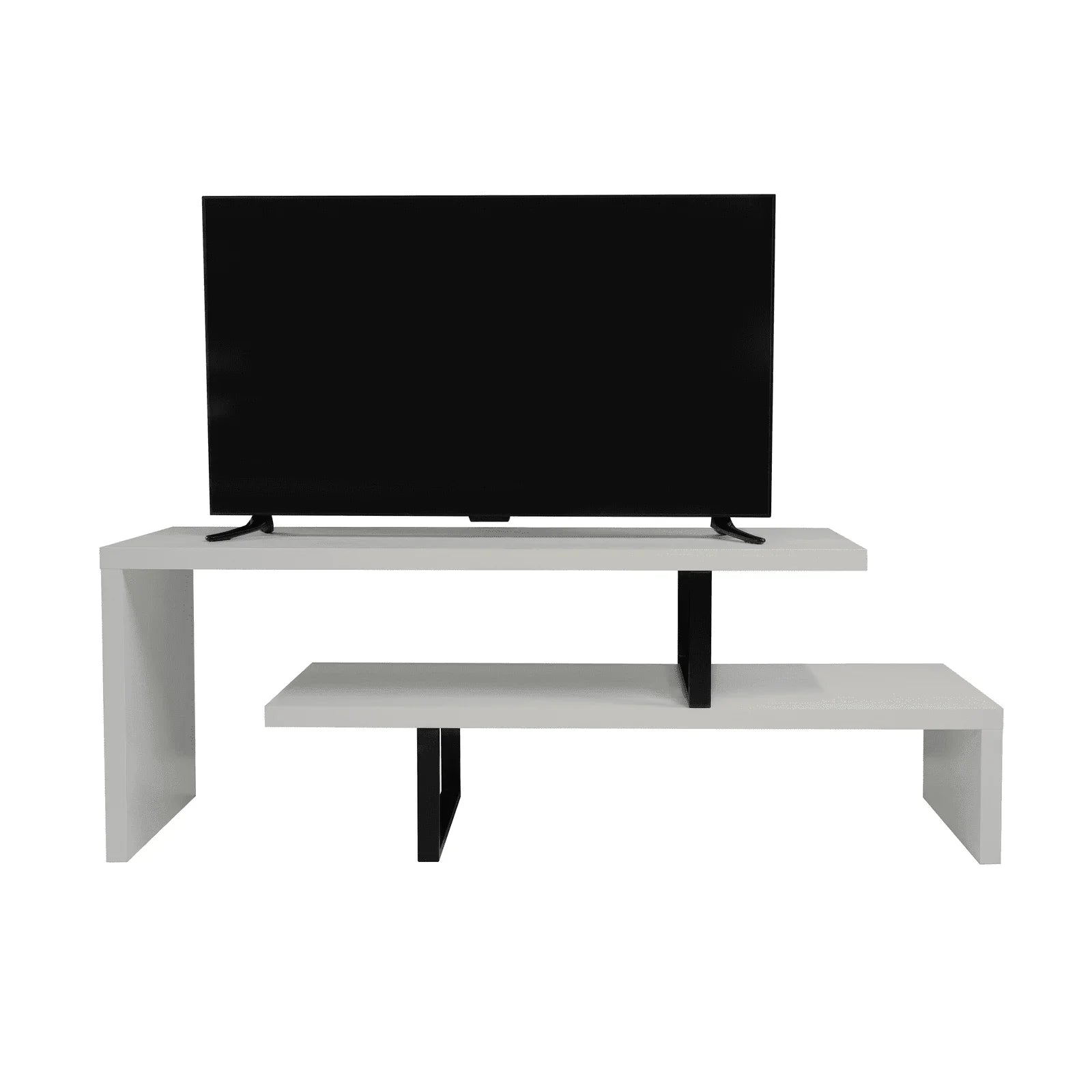 Orford Mid-Century Modern TV Stand with MDF Shelves and Powder Coated Iron Legs for Living Room - Elax Furniture