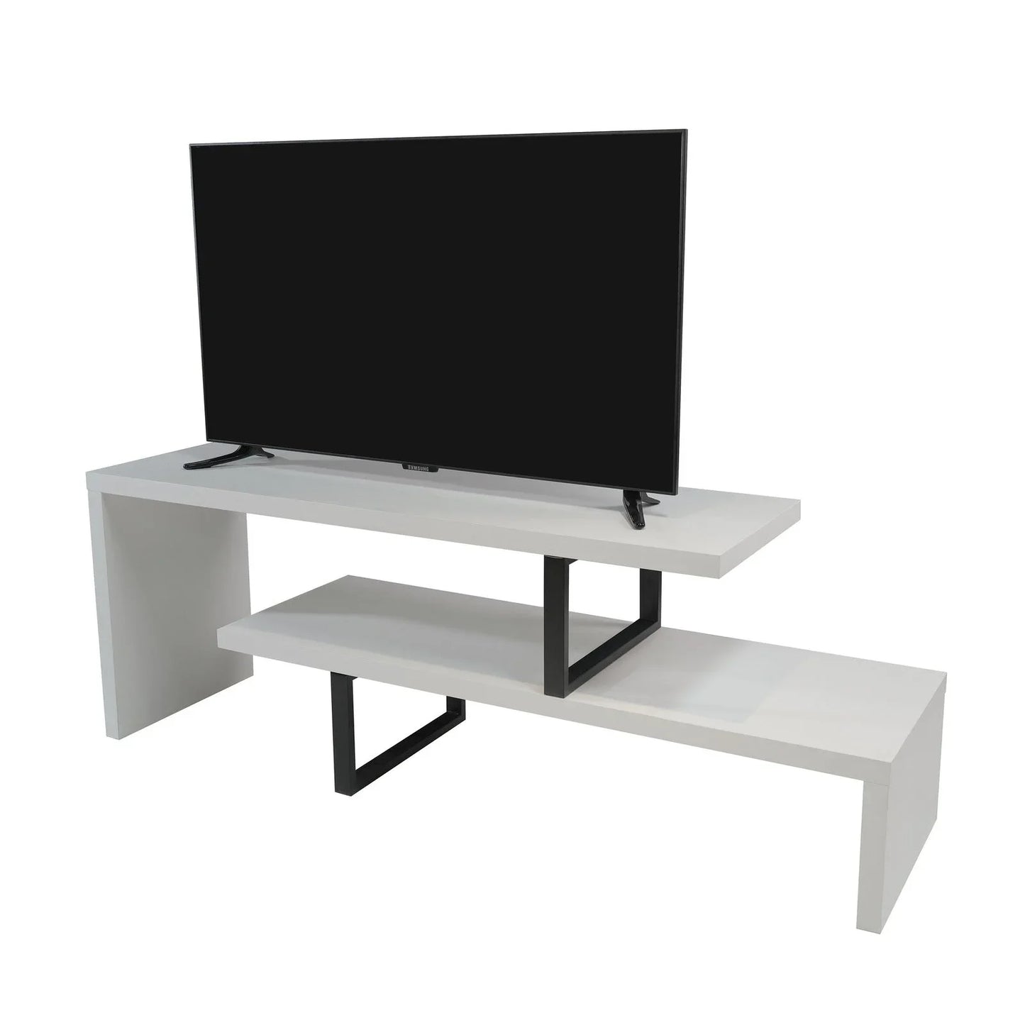 Orford Mid-Century Modern TV Stand with MDF Shelves and Powder Coated Iron Legs for Living Room - Elax Furniture