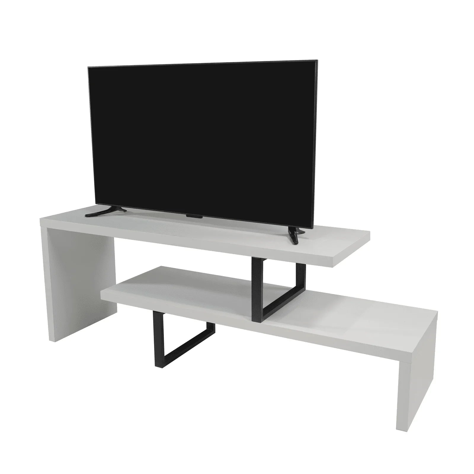 Orford Mid-Century Modern TV Stand with MDF Shelves and Powder Coated Iron Legs for Living Room - Elax Furniture