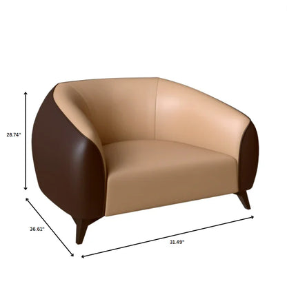 Opula Single-Seater Leather Sofa Accent Armchair with Stainless Steel Legs - Elax Furniture