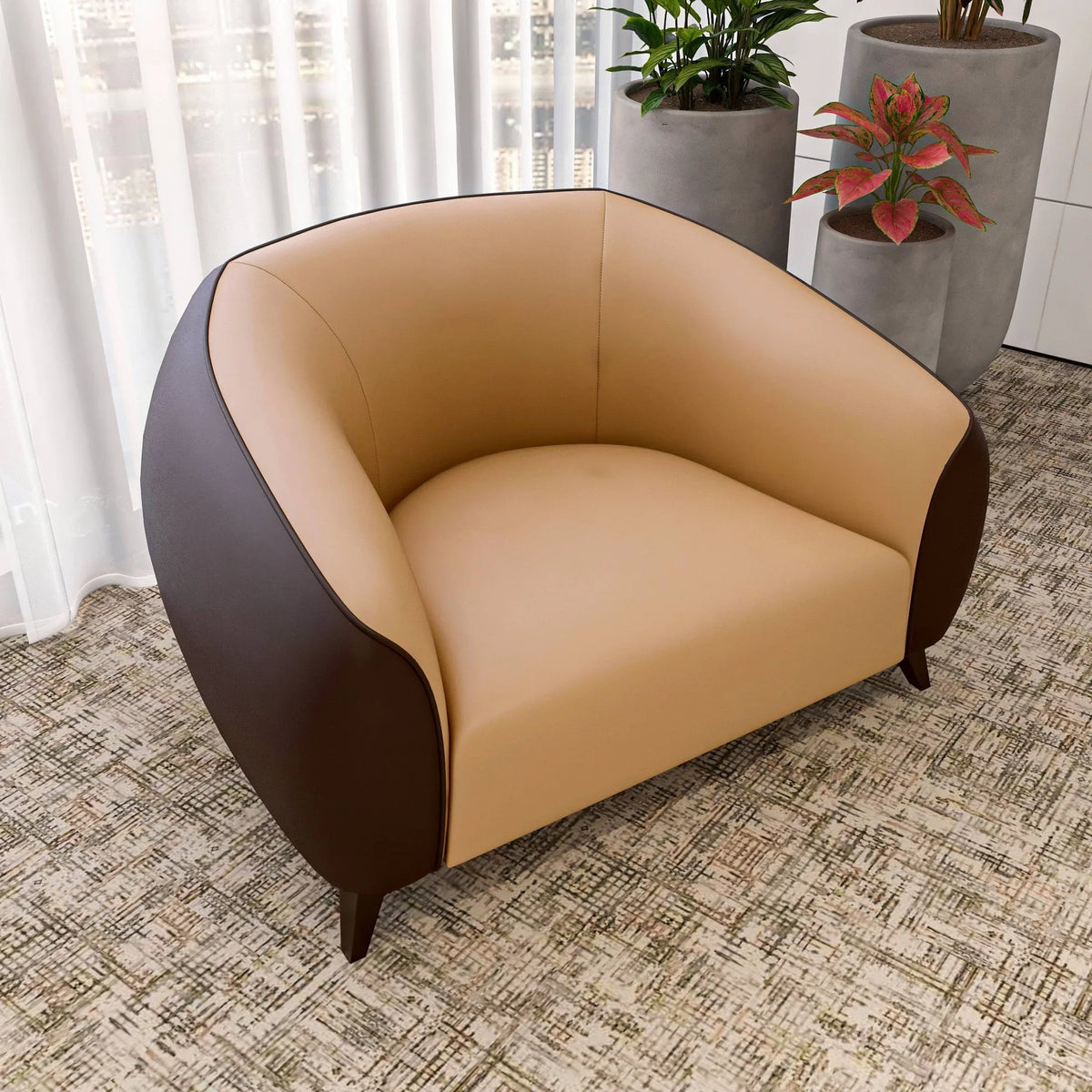 Opula Single-Seater Leather Sofa Accent Armchair with Stainless Steel Legs - Elax Furniture