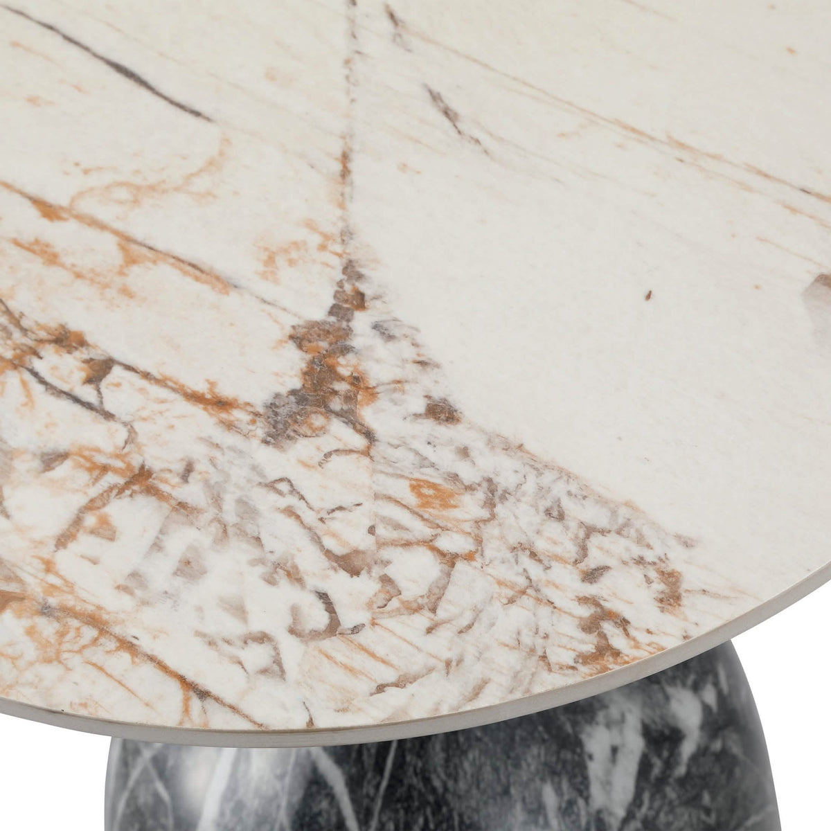Oslo Side Table Round Sintered Stone with Stainless Steel Base Grey Side Table LeisureMod