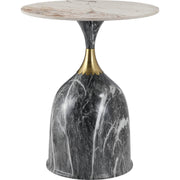 Oslo Side Table Round Sintered Stone with Stainless Steel Base Grey Side Table LeisureMod