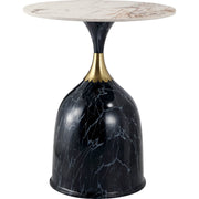 Oslo Side Table Round Sintered Stone with Stainless Steel Base Stone Black Side Table LeisureMod