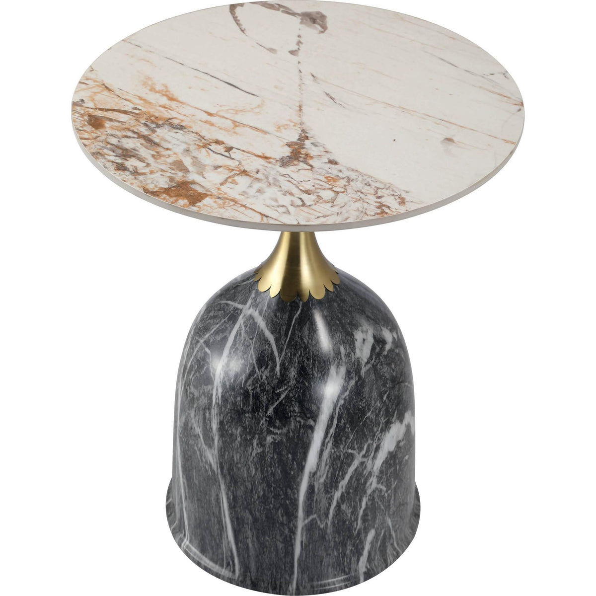 Oslo Side Table Round Sintered Stone with Stainless Steel Base Grey Side Table LeisureMod