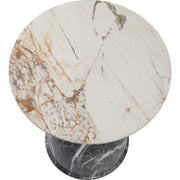 Oslo Side Table Round Sintered Stone with Stainless Steel Base Grey Side Table LeisureMod