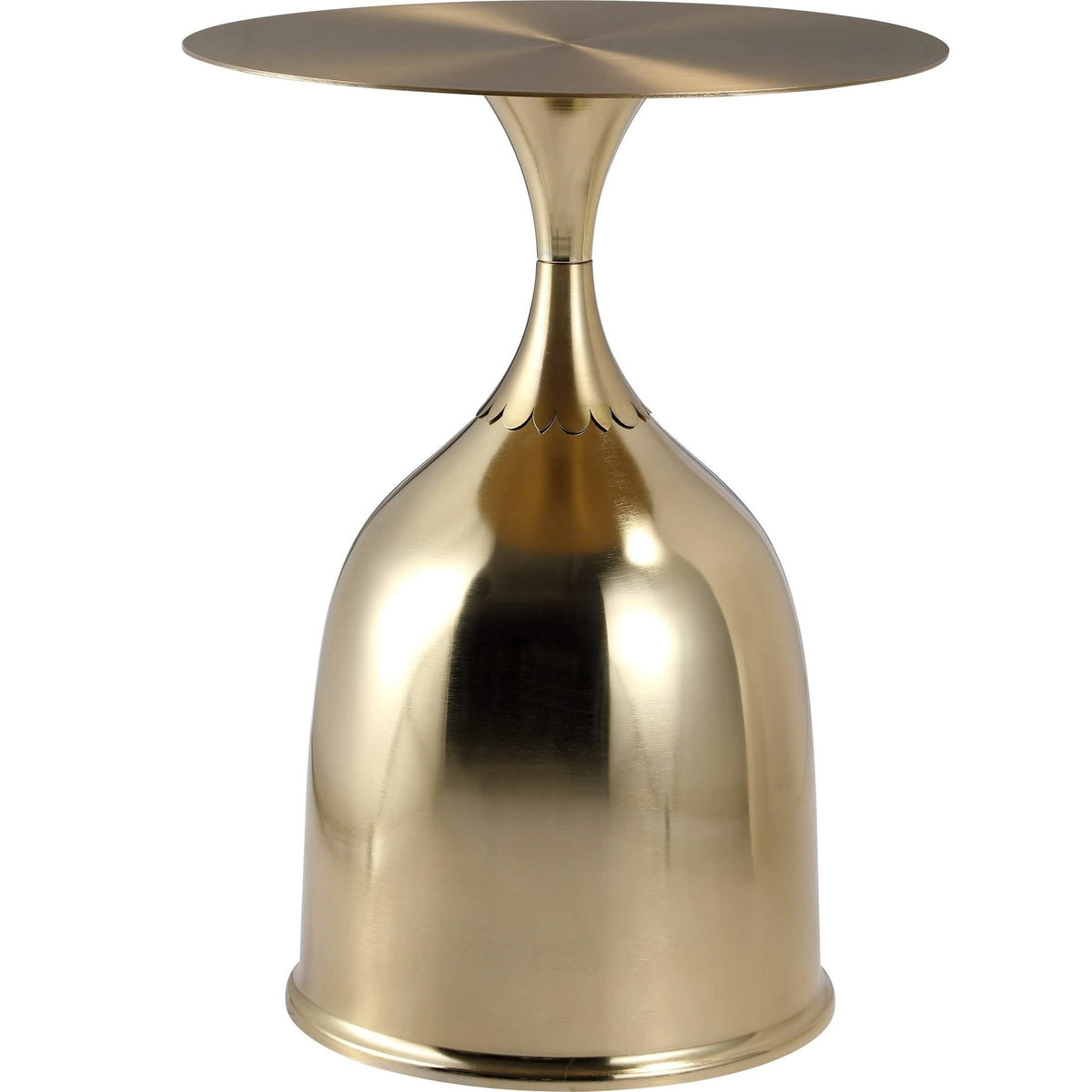 Oslo Side Table Round Stainless Steel Top and Pedestal Base Gold Side Table LeisureMod