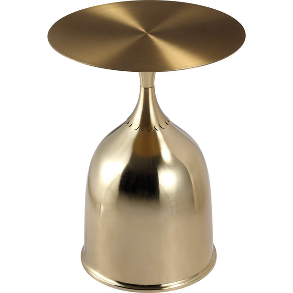 Oslo Side Table Round Stainless Steel Top and Pedestal Base Gold Side Table LeisureMod