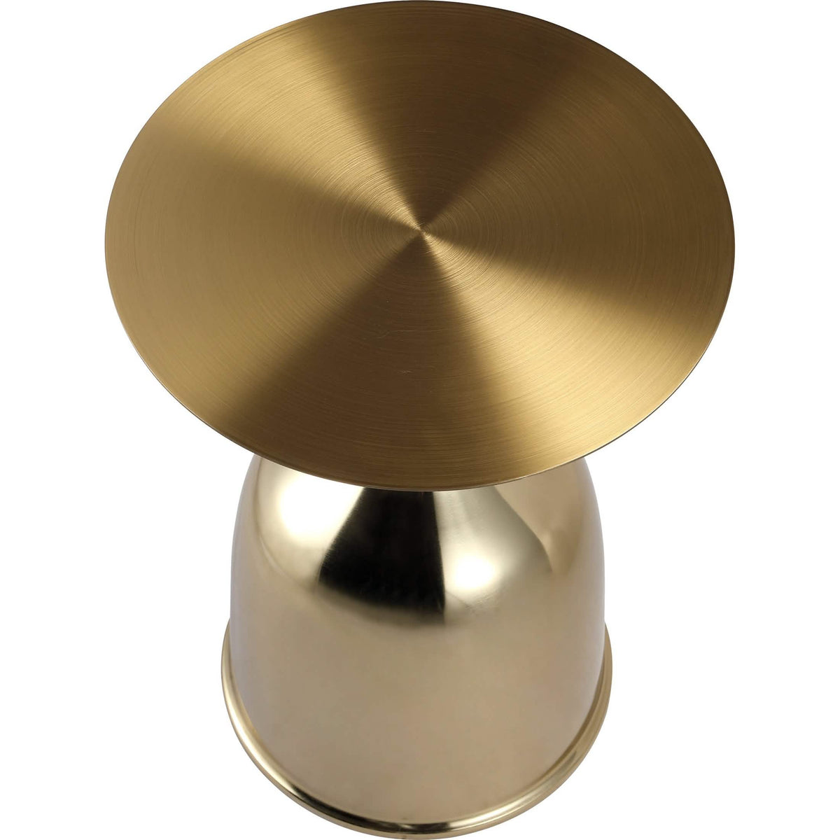 Oslo Side Table Round Stainless Steel Top and Pedestal Base Gold Side Table LeisureMod