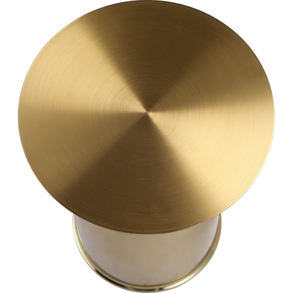 Oslo Side Table Round Stainless Steel Top and Pedestal Base Gold Side Table LeisureMod