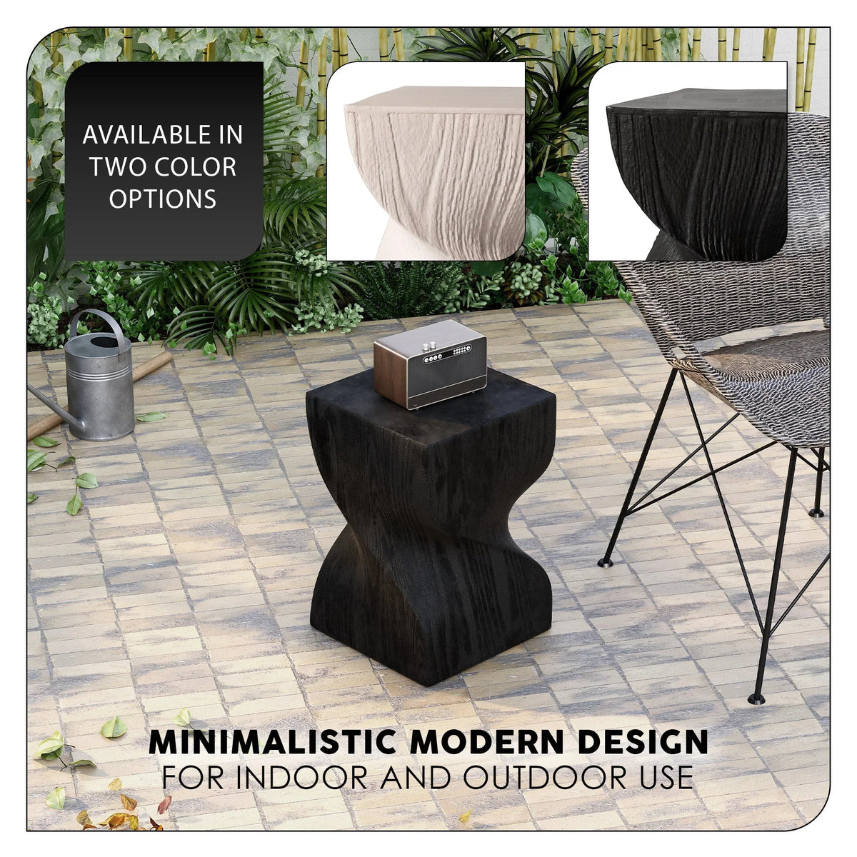 Onyx Square Side Table in Fiberstone Assembled Accent End Table - Elax Furniture