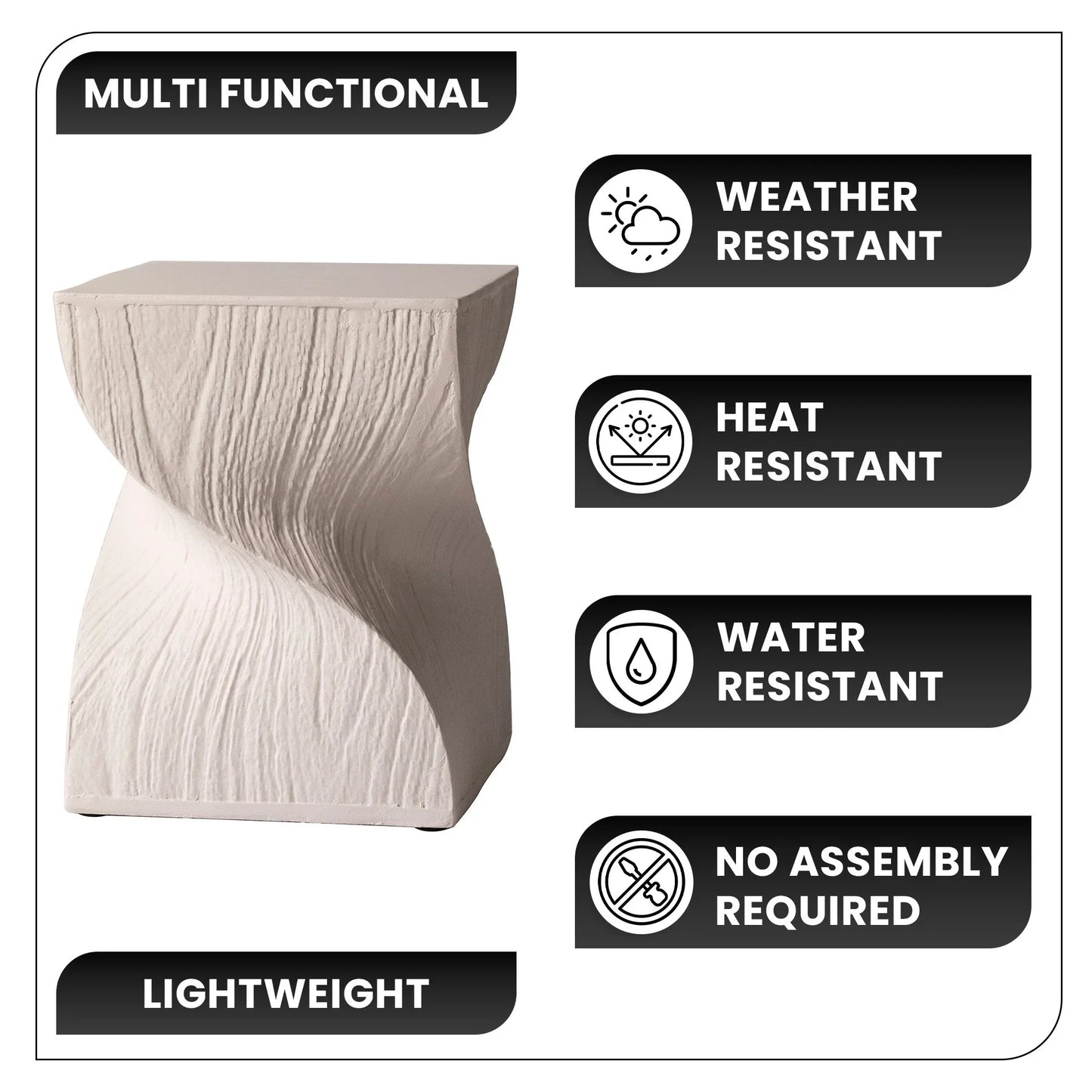 Onyx Square Side Table in Fiberstone Assembled Accent End Table - Elax Furniture