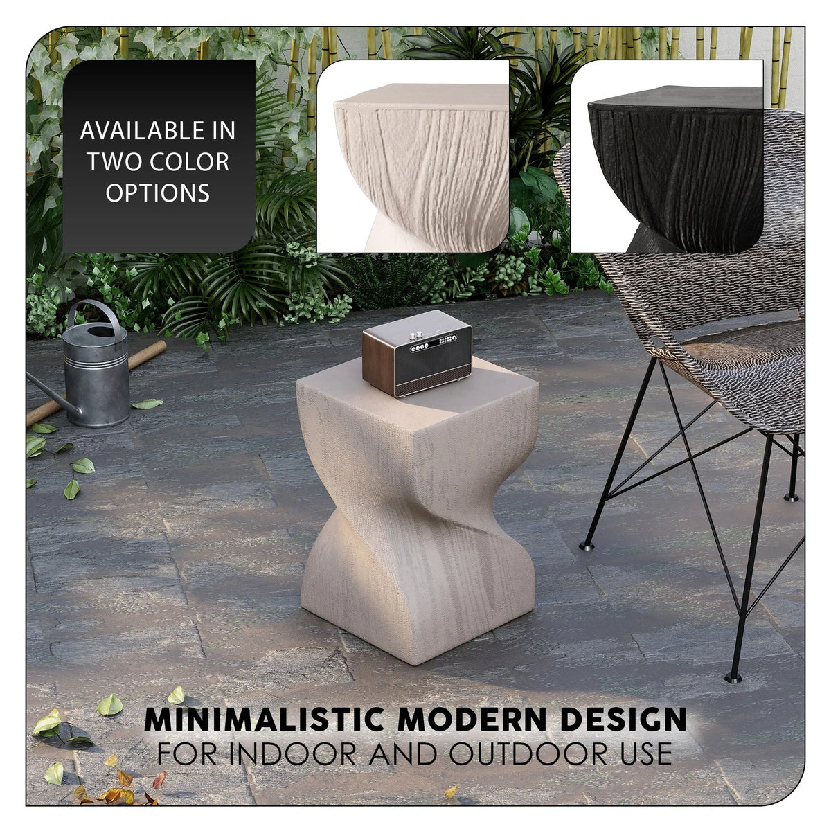 Onyx Square Side Table in Fiberstone Assembled Accent End Table - Elax Furniture