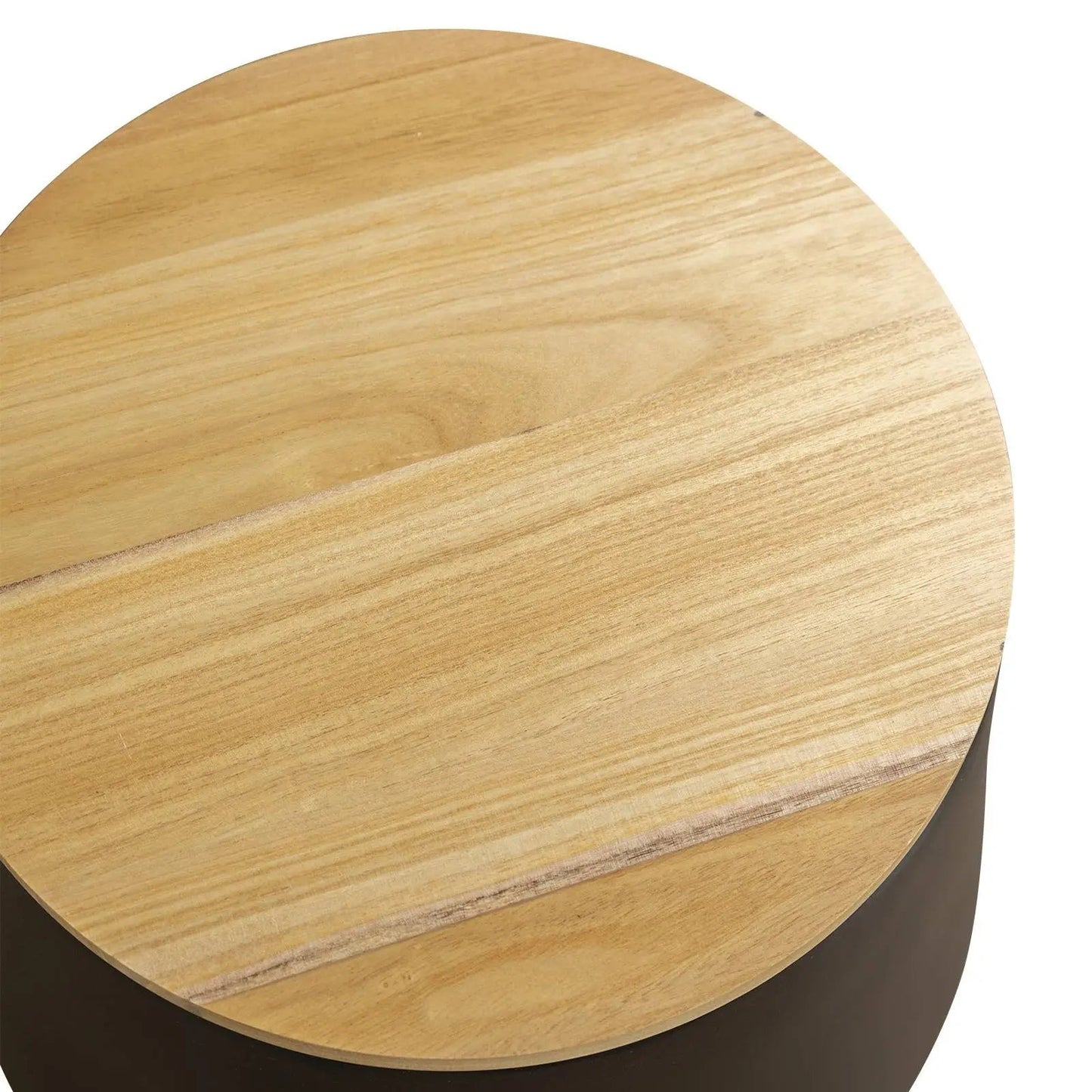 Orunel Modern Round Fiberstone Side Table with Hidden Storage – Indoor Outdoor Accent Table