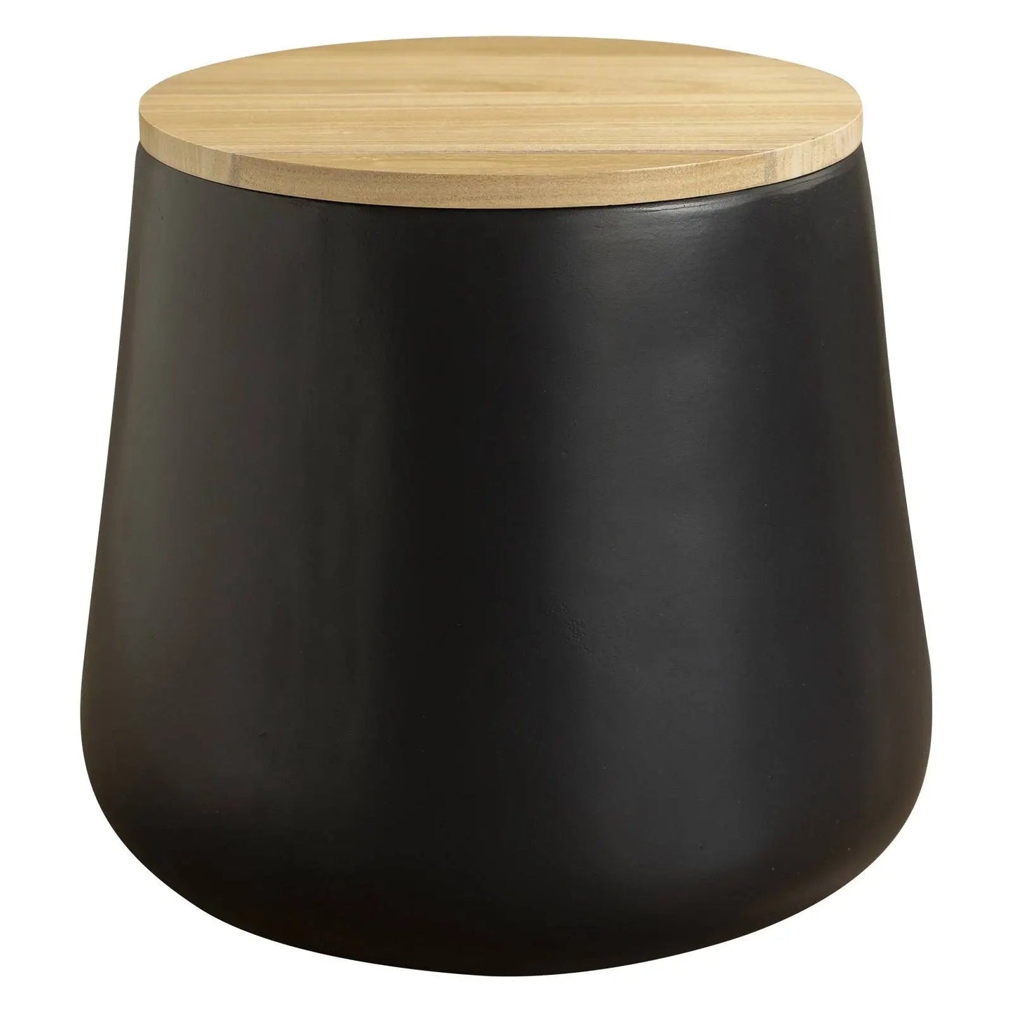 Orunel Modern Round Fiberstone Side Table with Hidden Storage – Indoor Outdoor Accent Table