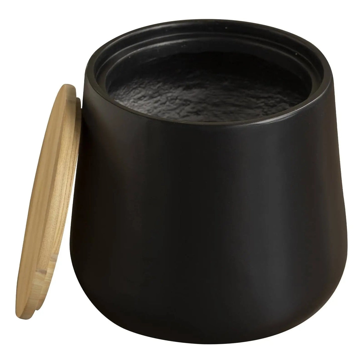 Orunel Modern Round Fiberstone Side Table with Hidden Storage – Indoor Outdoor Accent Table