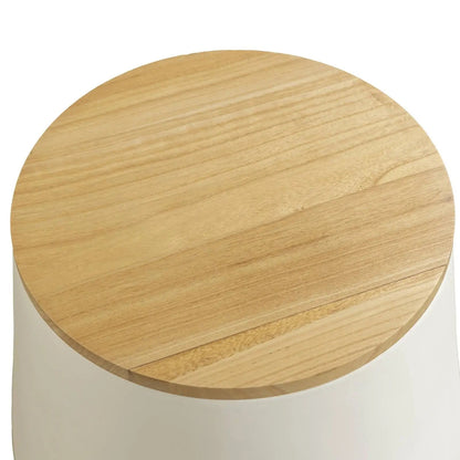 Orunel Modern Round Fiberstone Side Table with Hidden Storage – Indoor Outdoor Accent Table