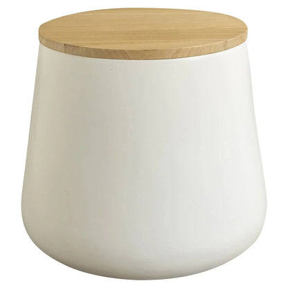 Orunel Modern Round Fiberstone Side Table with Hidden Storage – Indoor Outdoor Accent Table