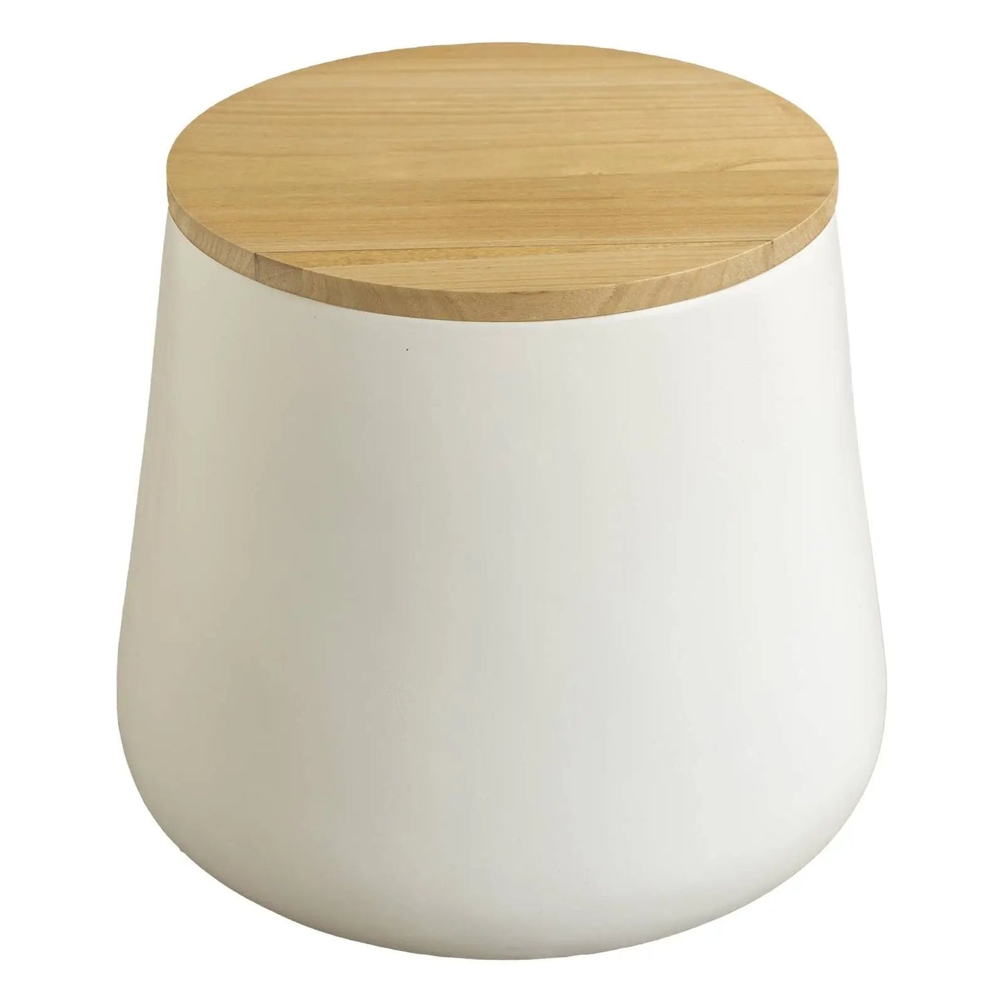 Orunel Modern Round Fiberstone Side Table with Hidden Storage – Indoor Outdoor Accent Table