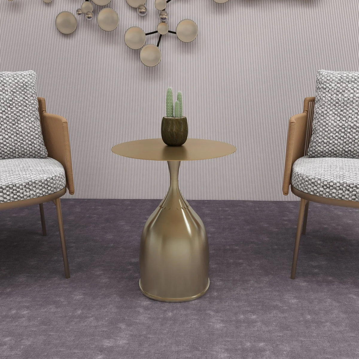 Oslo Side Table Round Stainless Steel Top and Pedestal Base - Elax Furniture