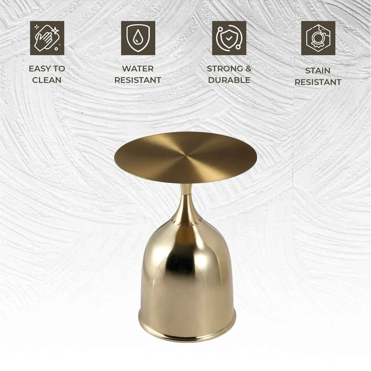 Oslo Side Table Round Stainless Steel Top and Pedestal Base - Elax Furniture