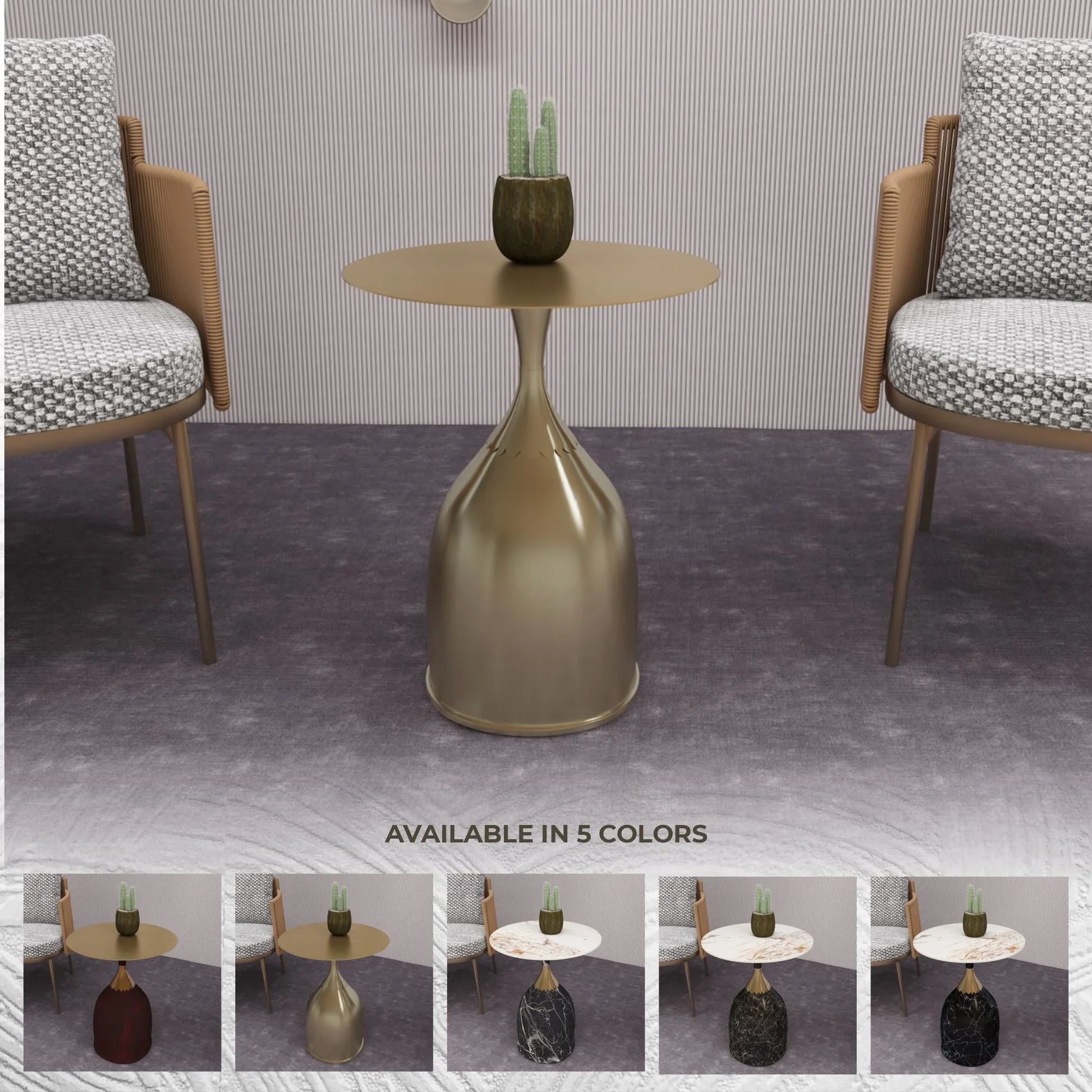 Oslo Side Table Round Stainless Steel Top and Pedestal Base - Elax Furniture